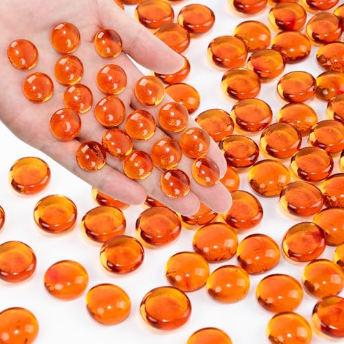 Orange Glass Marbles 0.97 lb - Decorative Vase Filler & Crafts