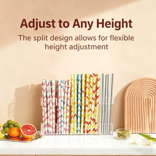 Acrylic Straw Holder with Adjustable Split Design - 9.5'' Storage for Kitchen