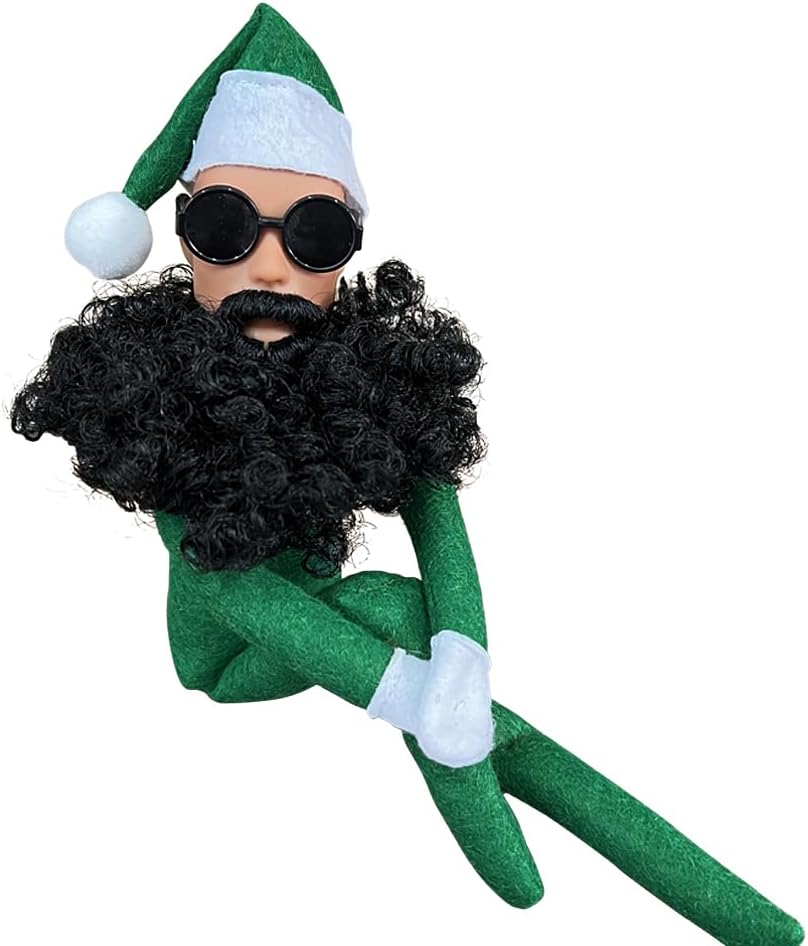 Skiennix Christmas Elf Doll Plush Toy - Funny Handmade Elf with Sunglasses for Holiday Gifts | Green