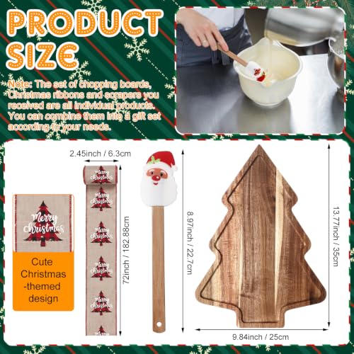 Christmas Tree Charcuterie Board Gift Set with Wooden Cutting Board & Scraper - Holiday Serving Tray
