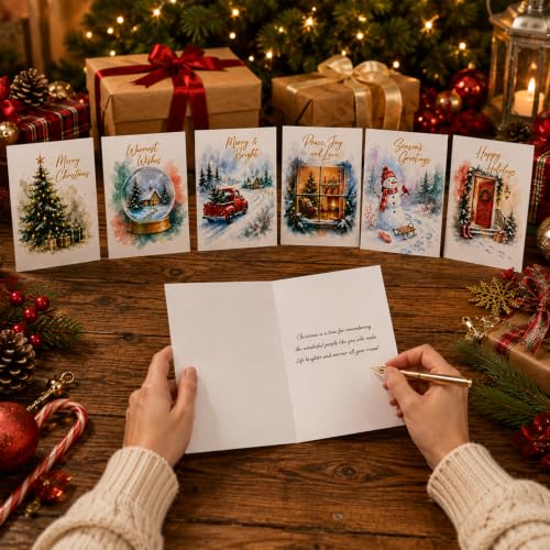 30 Pack Christmas Cards Assortment with Envelopes & Stickers - Holiday Holiday
