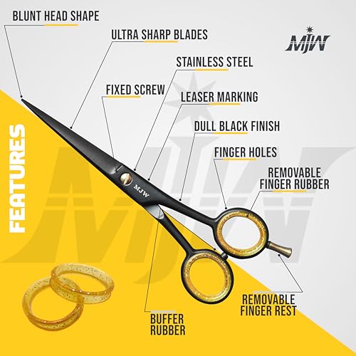 MJW Professional Hair Cutting Scissors 6.5 Inch Stainless Steel Barber Shears