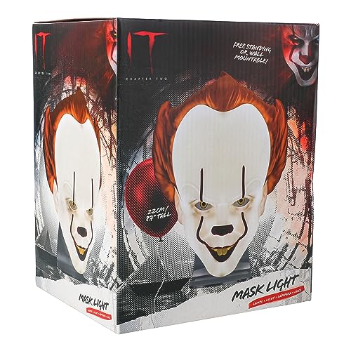 Paladone Pennywise Mask Light - Officially Licensed IT Mood Light, Wall Mountable or Free Standing Scary Halloween Decoration, Gift for Horror Movie Fans, USB Cable Included - 18cm