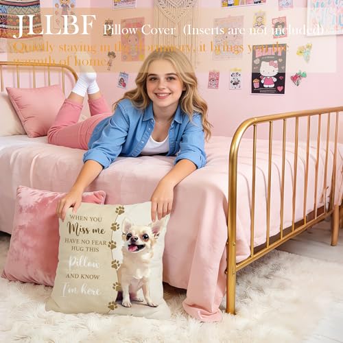 JLLBF Chihuahua Memorial Pillow Cover 18x18 Double-Sided Dog Remembrance Gift