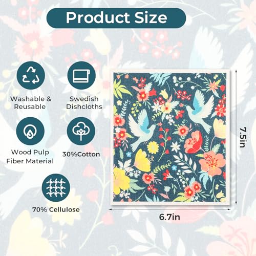 wlich 5 Pack Swedish Dishcloths - Reusable Kitchen Towels