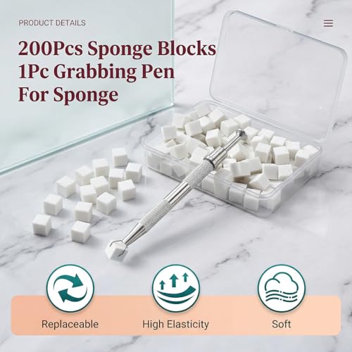 Chedin Ombre Nail Sponge Set with Grab Pen – 200PCS Soft Gradient Sponges and Storage Case