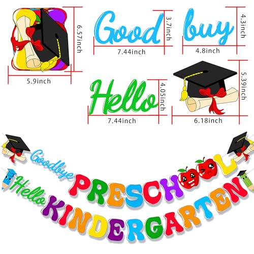 Preschool Graduation Banner Goodbye Preschool Hello Kindergarten Party Decor