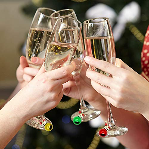 Christmas Wine Glass Charms Set - 8 Color Festive Ball Ornaments for Drinks & Parties