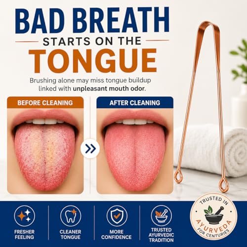 Natruveda Pure Copper Tongue Scraper 2-Pack for Fresh Breath