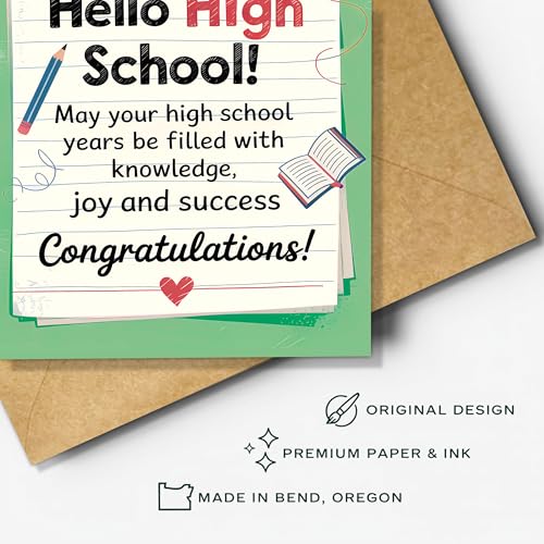 Middle School Graduation Congrats Card with Envelope - 8x5.3in