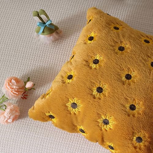 Farmhouse Yellow Sunflower Pillow Covers 18x18 Set of 2