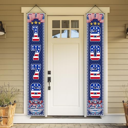 American 250th Anniversary Banner - 2 Pack, Patriotic Decor 12x71"