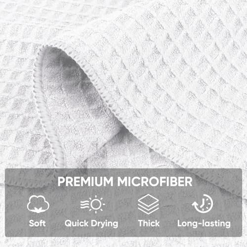HOMEXCEL White Waffle Weave Microfiber Kitchen Towels 12x12in, 10 Pack