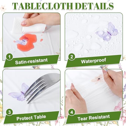 NatNarr Wildflower Disposable Plastic Tablecloths, 3 Pack 54x108 Inch