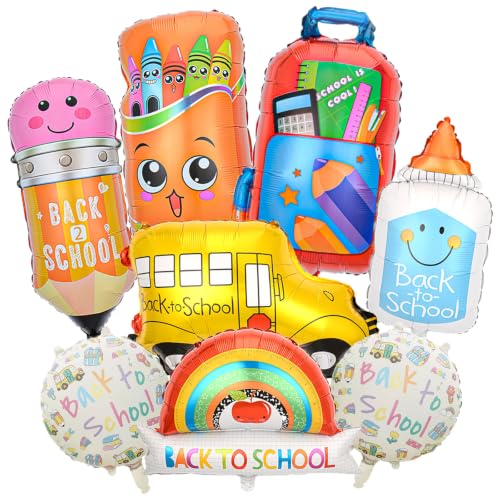 Back to School Foil Balloons - 8 Colorful Designs for Party