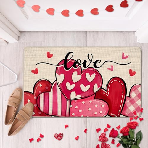 Valentine's Day Love Heart Decorative Door Mat 1'5" x 2'5" - Pink