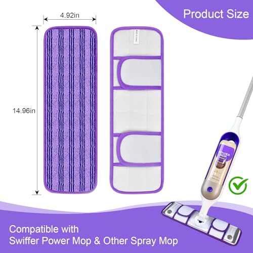 Reusable Mop Pads for Swiffer Power Mop - 4 Pack, Cationic Material