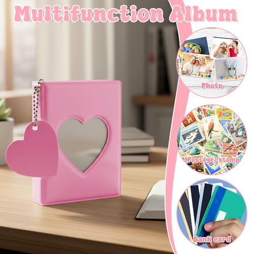 Mini Photocard Binder Album with 32 Pockets - Pink Heart Design