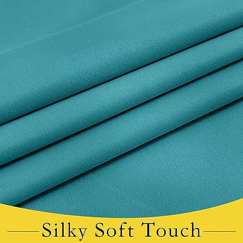 NICETOWN Peacock Teal Front Door Curtain, 26"W x 64"L Thermal Blackout