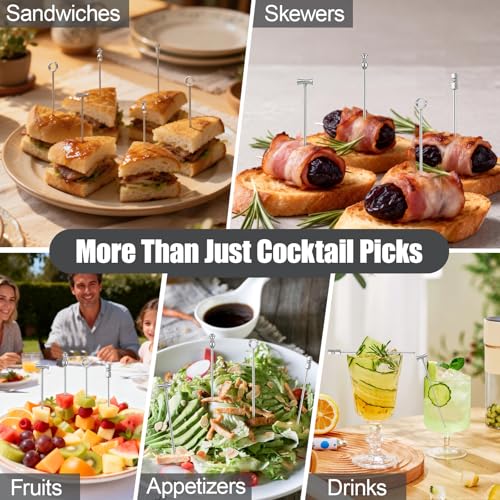 12-Piece Stainless Steel Cocktail Picks Set with Storage Case