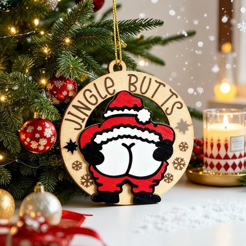 Funny Christmas Ornaments 2025 - Mischievous Santa Wooden Decor