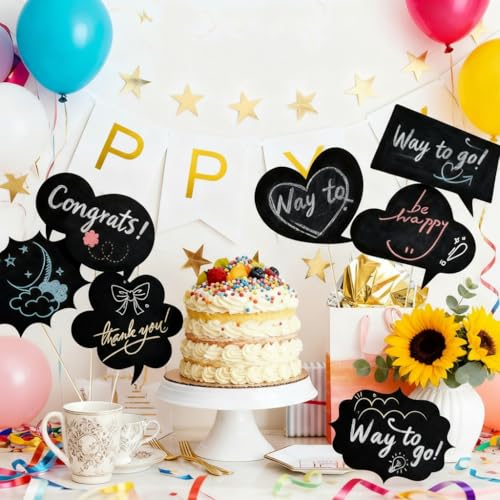 10pcs Writable Chalkboard Photo Booth Props Kit - Reusable Blank Signs