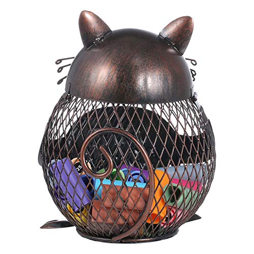 Tooarts Handmade Iron Piggy Bank - Kitten Wine Cork Container