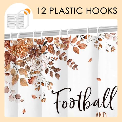 Mocsicka Football Fall Shower Curtain, 71x71 Inch Waterproof Fabric