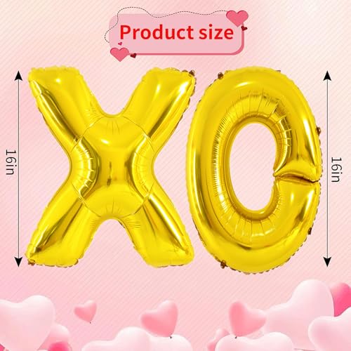 Soochat XOXO Mylar Balloons - 16 Inch Valentine Decor, 4 Pack