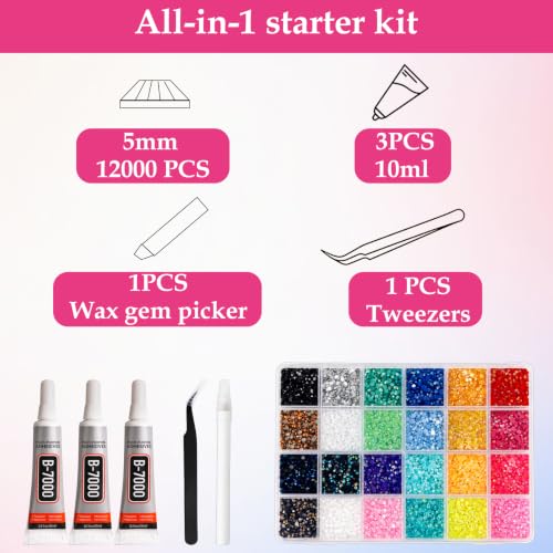 HORHIZA Resin Jelly Rhinestones Bedazzling Kit with B7000 Glue and Tools