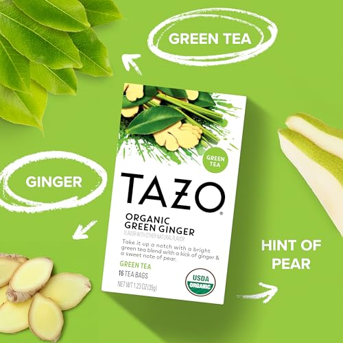 TAZO Organic Green Ginger Tea Bags - 16 Count Caffeinated Herbal Blend