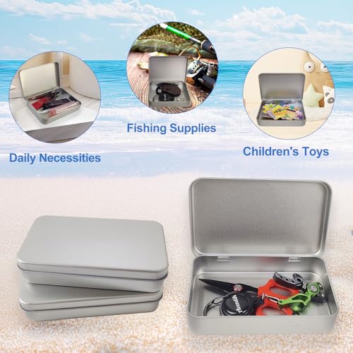 Aventik 3-Pack Metal Hinged Tin Storage Boxes - Portable Organizer for Jewelry, Crafts, and Small Parts