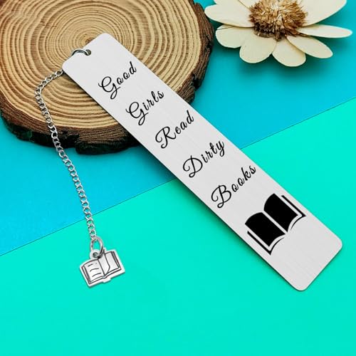 Dabihu Funny Metal Bookmark for Book Lovers and Women, Stainless Steel Bookworm Gift with Velvet Pouch