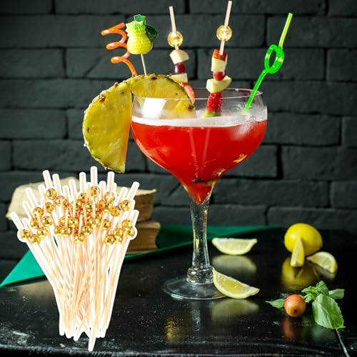 Mabor 100Pcs Gold Disco Ball Cocktail Picks for Appetizers