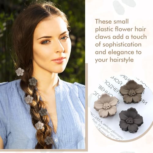 Dizila 70-Piece Mini Flower Hair Claw Clips Neutral Colors