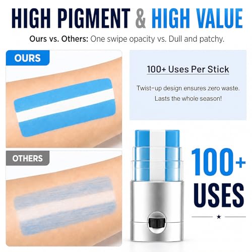 BADCOLOR Blue White Blue Face and Body Paint Stick Sports Makeup