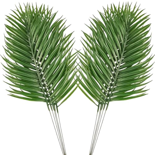 10 Pcs Artificial Palm Leaves - Lifelike Faux Fronds for Tropical Decor
