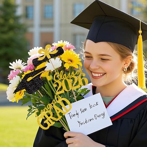 20Pcs Black Gold Graduation Centerpieces for Class of 2026