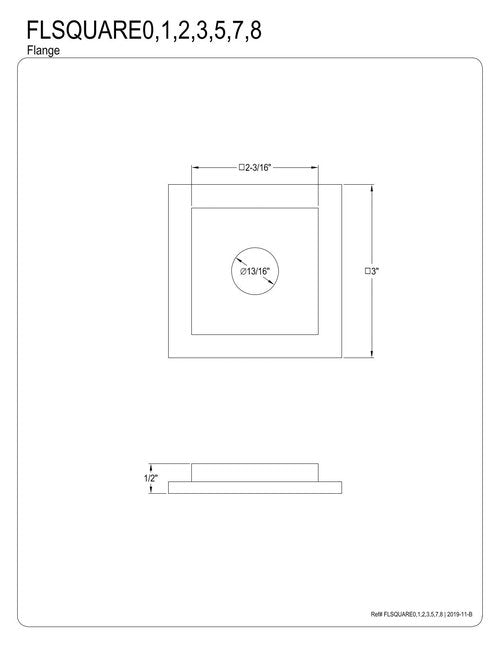 Kingston Brass FLSQUARE1 Legacy Heavy Duty Square Solid Cast Brass Shower Flange, Polished Chrome 3 x 3 x 0.5