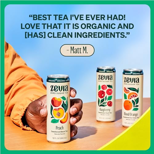 Zevia Organic Raspberry Black Tea - Naturally Sweetened, Zero Calories