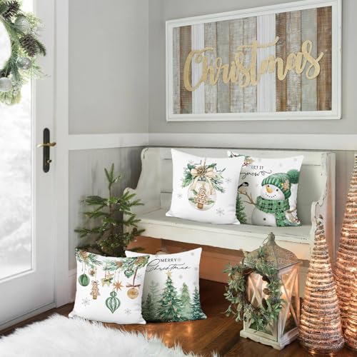 Christmas Throw Pillow Covers Set of 4 - 18x18 Inch Velvet Decor