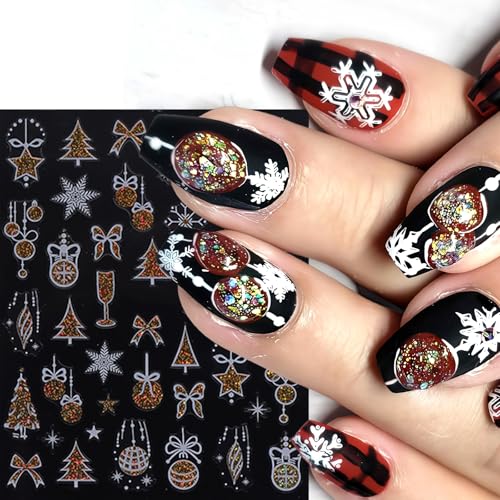 Christmas Nail Stickers 9 Sheets 3D Self-Adhesive Holiday Nail Art Decals