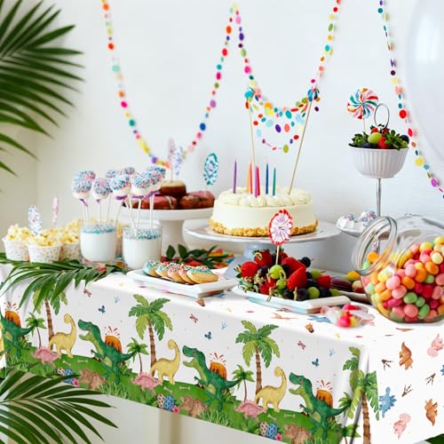 Dinosaur Birthday Tablecloths - 4 Pack Plastic Dino Decorations