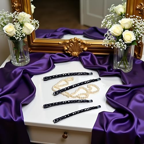 Black Rhinestone Hair Barrettes Crystal Bobby Pins 4-Pack