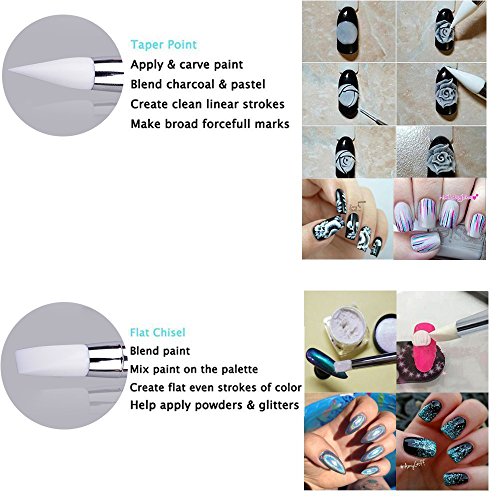 Bysiter 10-Piece Dual-Ended Nail Art Silicone Brush and Dotting Tool Set