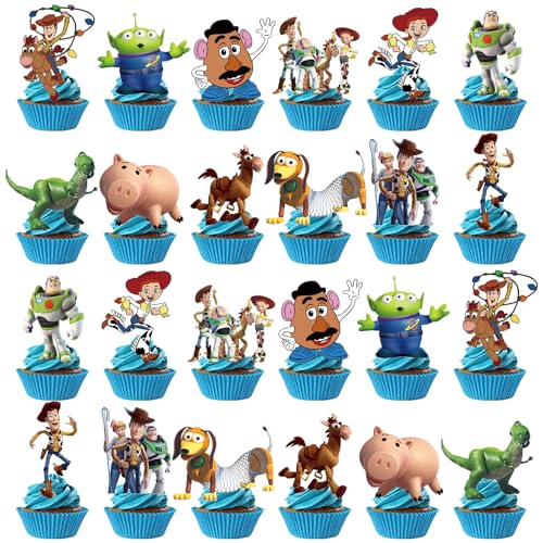 25Pcs Cartoon Birthday Cake Topper Set for Kids Party Decorations