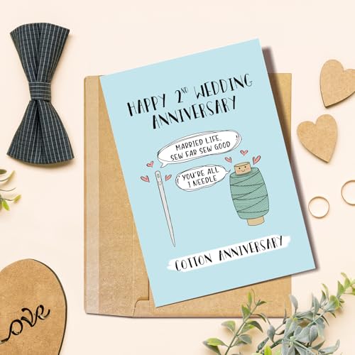 Funny 2 Year Anniversary Card for Husband & Wife - Cotton Theme