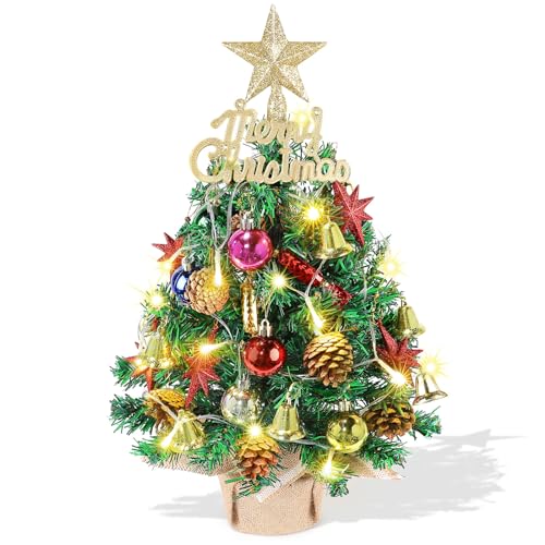 Mini Christmas Tree with Lights & Star Topper - Octagonal Star Variation 21.65in