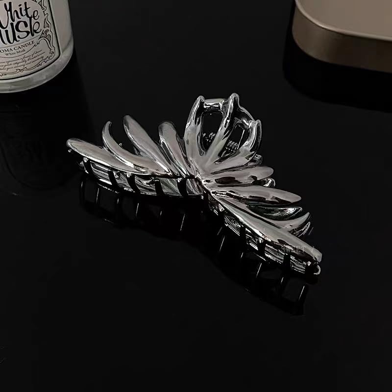 Zinzin Irregular Metal Hair Claw Clip - Non-Slip Liquid Metal Hair Barrette for Thick and Fine Hair (Grey)