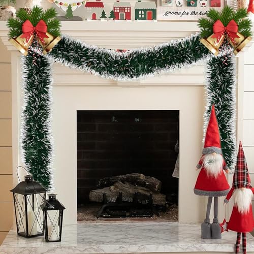 Dark White 50ft Christmas Tinsel Garland for Holiday Decorations & DIY Crafts